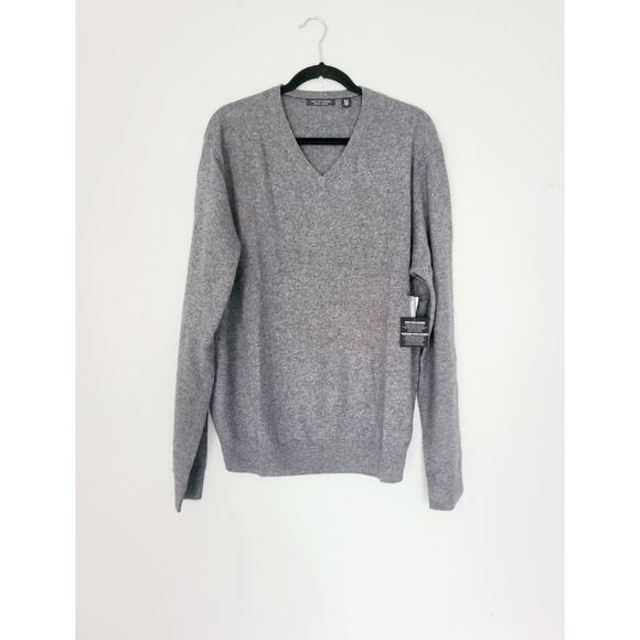 Saks Fifth Avenue Mens Gray Cashmere Sweater M NWT - Picture 1 of 3